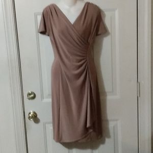 Soft knit dress faux wrap dress